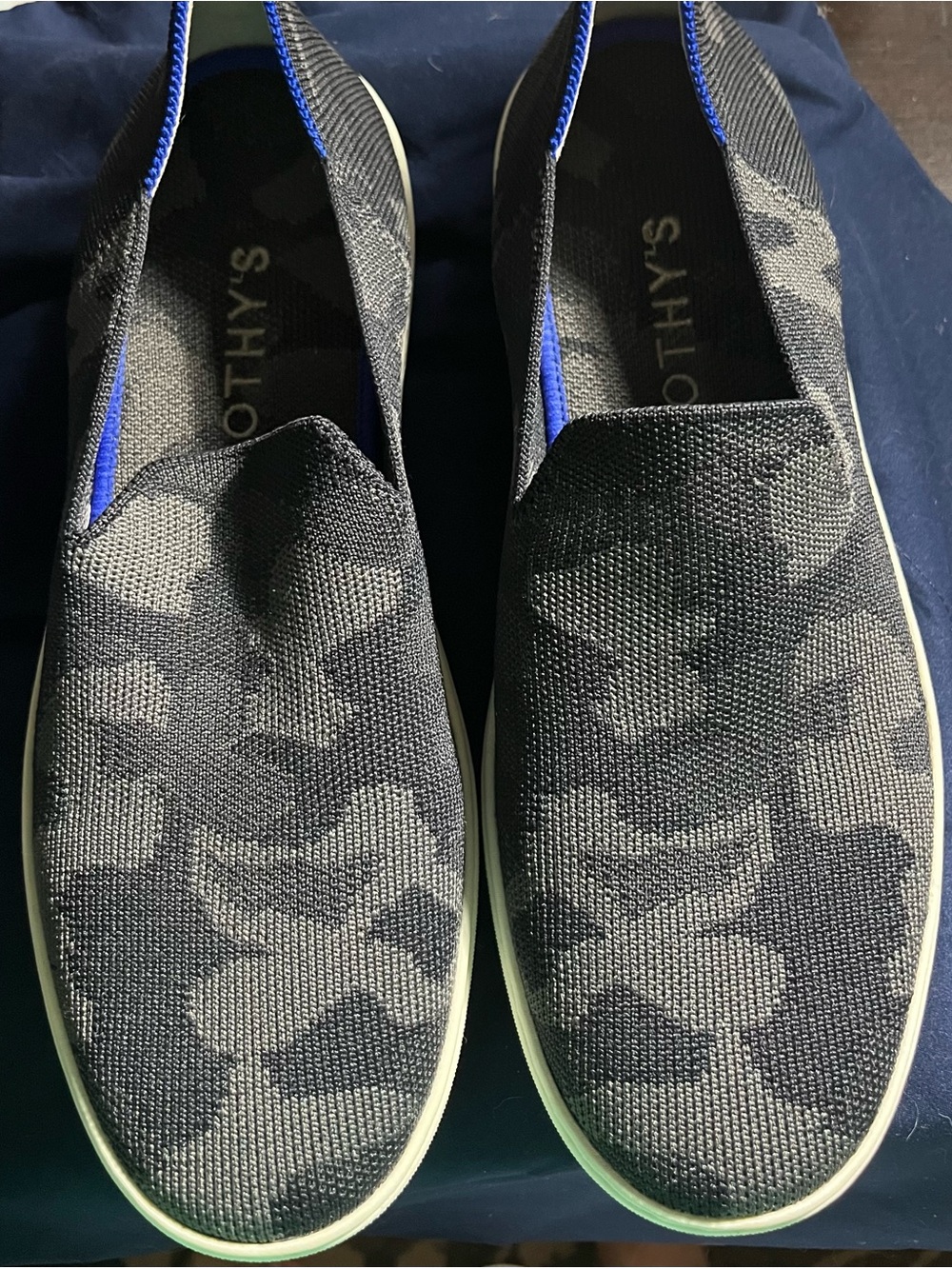 Rothy's Women’s Black and Gray Camo Slip-On Loafer Sneakers Size 10